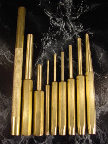 9pc SOLID BRASS PUNCH SET new chisel non sparking pin Designed to prevent damage