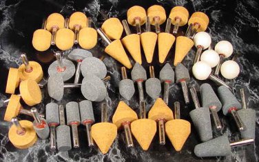 50pc 1/4" Shank MOUNTED STONES Assorted Grits /Shapes grinding grinder sand inch