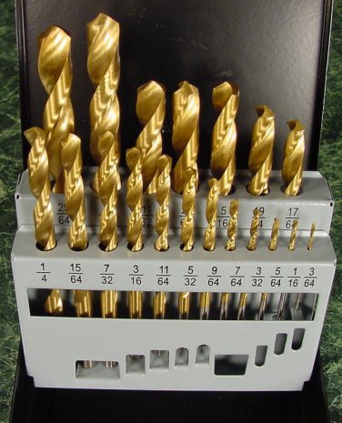 19pc TITANIUM NITRIDE DRILL BIT SET better thn HSS tool with case