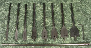 10p WOOD SPADE DRILL BIT SET with BIT 12" EXTENSION New 8 Bit Sizes