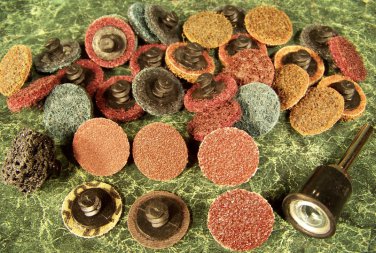 35pc 1" ROLL LOCK SANDING DISC KIT Assortment with HOLDER roloc
