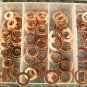 110pc Solid COPPER WASHER ASSORTMENT New flat with case