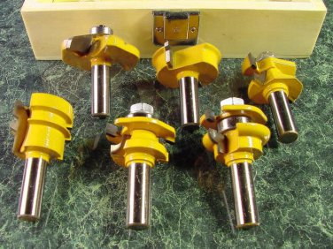 6pc 1/2" Shank Carbide ROUTER BIT SET with Wood Case shaper tool