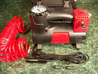 12 Volt AIR COMPRESSOR with STORAGE BAG, HOSE and More Car Truck Tire 12 vt NEW