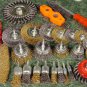 25pc. Assorted WIRE WHEEL and BRUSH Twisted Cup 1/4 Brass grinder wheels brushes
