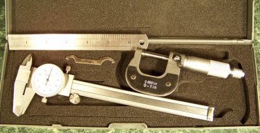 3pc SAE PRECISION MEASURING SET 6" DIAL CALIPER, 0 to 1" MICROMETER, and 6" RULE