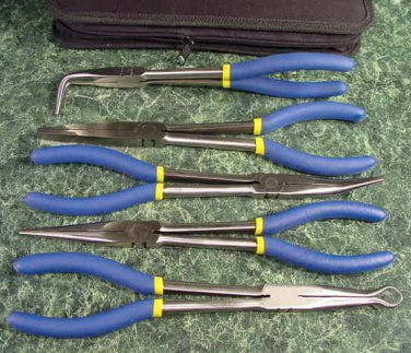 5pc 11 " Super LONG NOSE PLIERS SET with Zipper Storage Bag Brand New big plier