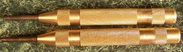 2 AUTOMATIC BRASS CENTER PUNCHES New Tool wood metal auto punch spring loaded