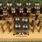 24 pc DAPPING PUNCH SET with BLOCK upto 1 inch ball new