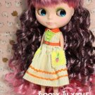 12" Goodyblythe Blythe Hair Wig Black & Pink Curl W78