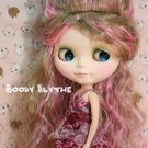12"Goodyblythe Hair Wig for Blythe Pink & Brown W140