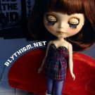 Blythism Blue Checked Tube Dress D064b(F) fit Blythe
