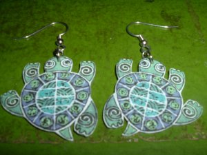 Acryl turtle dangle earrings FREE SHIP