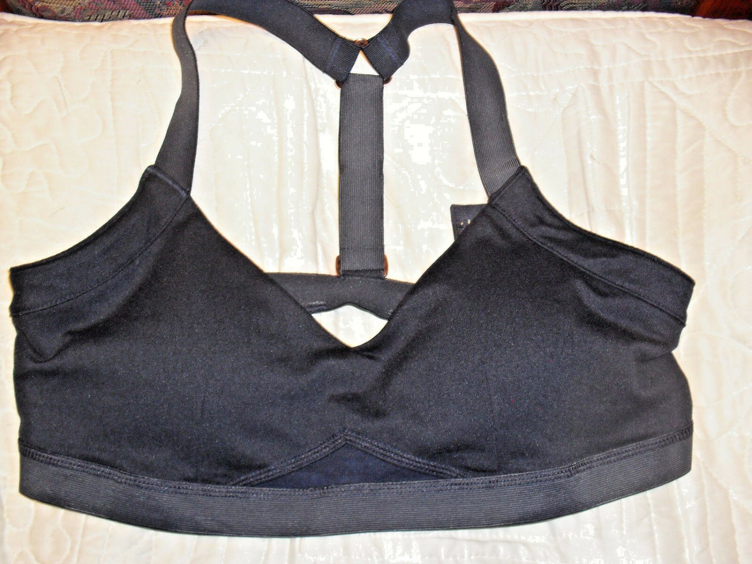 Abercrombie & Fitch Sports Bra Large 36 Dark Navy Blue Criss Cross Back New