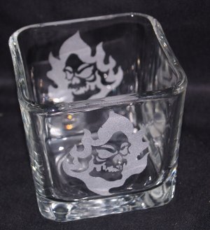 Flame Skull Candle Holder