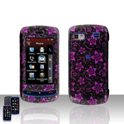 LG Xenon GR 500 Purple Flower Cover Case Protector + LCD Screen Cover +Car Charger