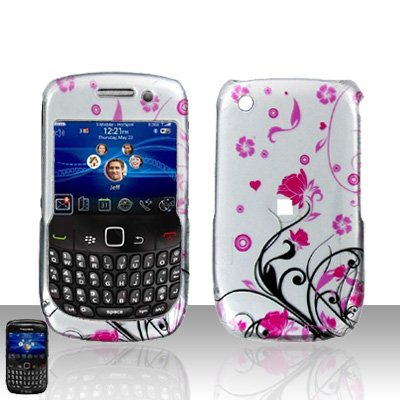 Blackberry Curve 8520 8530 Pink Flowers Cover Case Snap on Protector