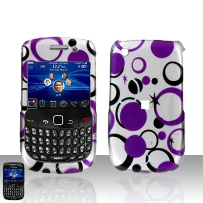 Blackberry Curve 8520 8530 Purple Dots Cover Case Snap on Protector