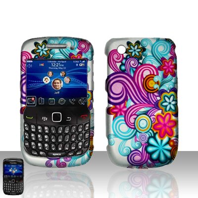 Blackberry Curve 8520 8530 Colorful Flowers Cover Case Snap on Protector