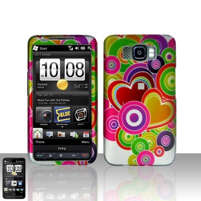 HTC Leo HD2 Colorful Hearts Case Cover Snap on Protector