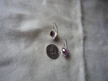 Garnet 925 sterling fish hook dangle earrings