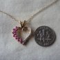 Heart pendant and necklace gold over 925 silver pink stones