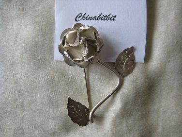 Vintage 980 silver Rose pin brooch Mexico