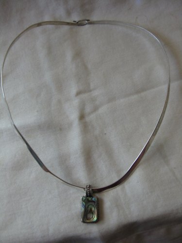 Silpada 925 silver collar necklace, Abalone FAS 925 pendant