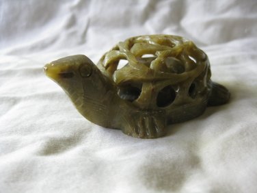 Carved Soap Stone Filigree Turtle