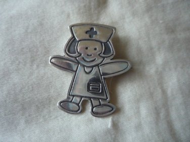 Vintage Nurse pin brooch silver 925 EFS Mexico