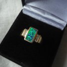 Ladies 14kt yellow gold created opal ring size 7