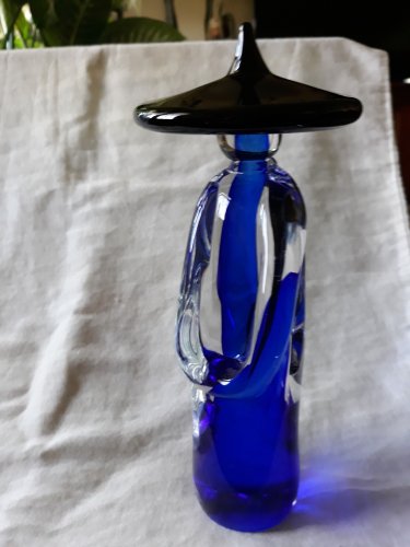 Murano Formia Art Glass standing Chinese Figurine blue