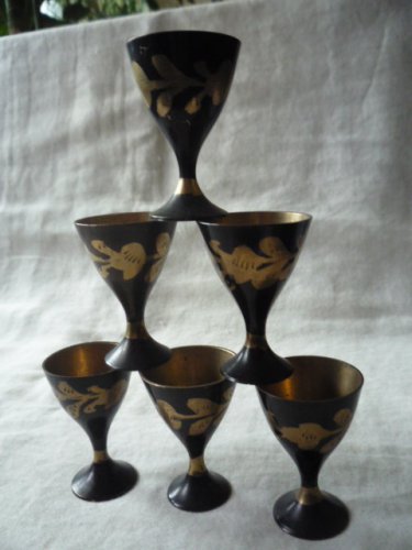 Mini brass goblets set of 6