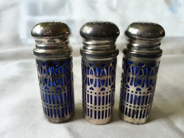 Salt and pepper shakers cobalt blue UK