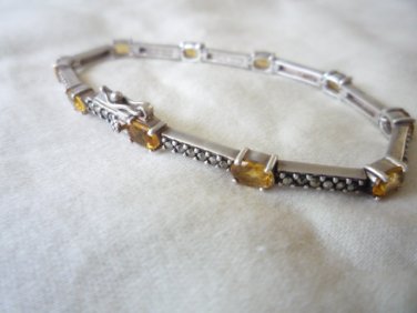Silver 925 Marcasite and yellow stones bracelet