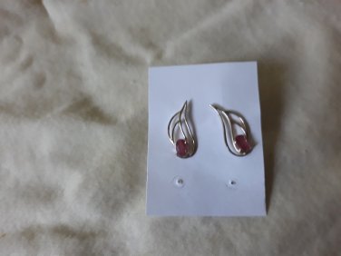 Sterling silver 925 earrings red stones