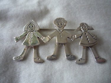 EFS 925 silver Save the children articulated pin brooch