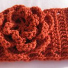 Headband Crochet Burnt Orange UPDown Flower Ear Warmer Head Wrap B6