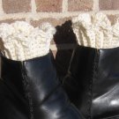 Crochet Boot Cuffs Scallop Edge Handmade Waffle CB1 Ivory
