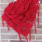 Crochet Infinity Triangle Shawl Cowl Scarf Red SG3 Handmade