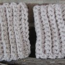 Crochet Boot Cuffs Linen Camel Handmade CF1