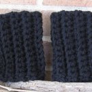 Crochet Boot Cuffs Black Chunky Handmade CF2