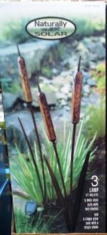 Solar Cattail Solar Garden Lights 3 Lamp Set
