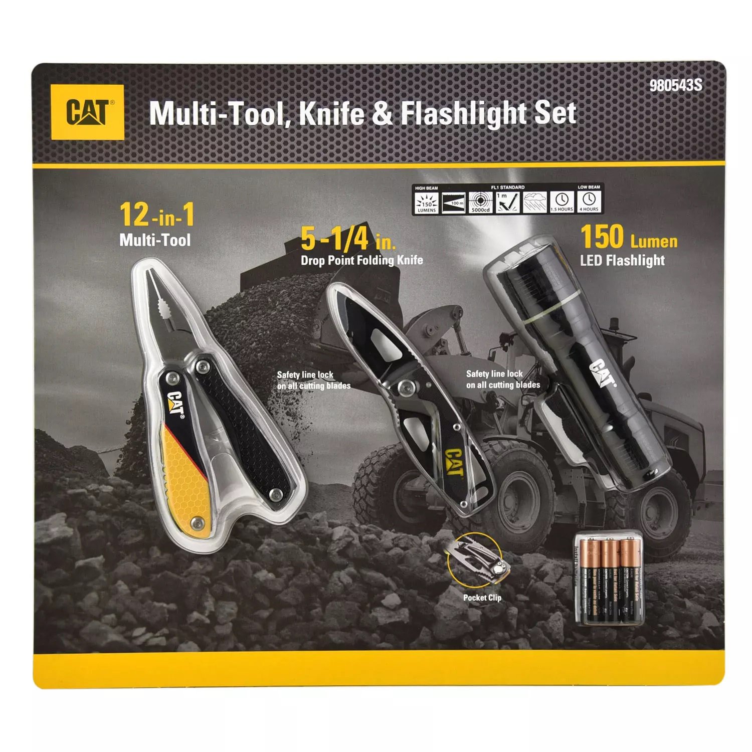 CAT MULTITOOL, KNIFE & FLASHLIGHT SET \ SURVIVAL