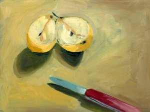 Birne mit Messer