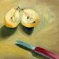 Birne mit Messer