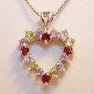 MIXED GEMSTONE HEART PENDANT