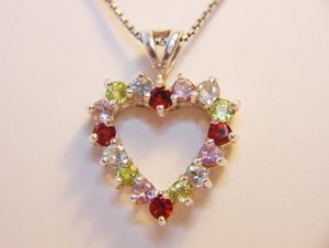 MIXED GEMSTONE HEART PENDANT
