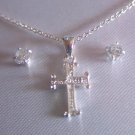 FILIGREE CROSS NECKLACE AND EARRING SET