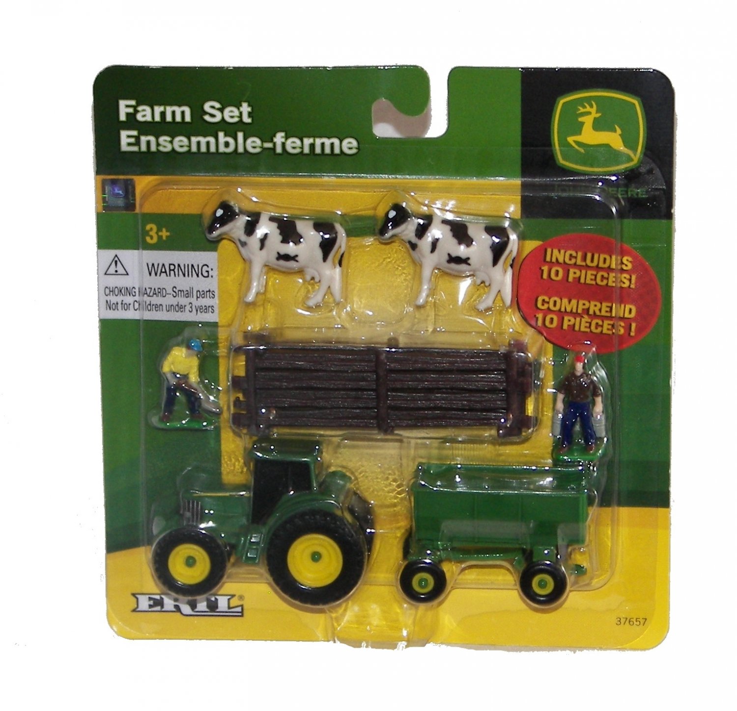 John Deere DieCast Tractor/ Wagon Farm Set Cows, Figures, Fence